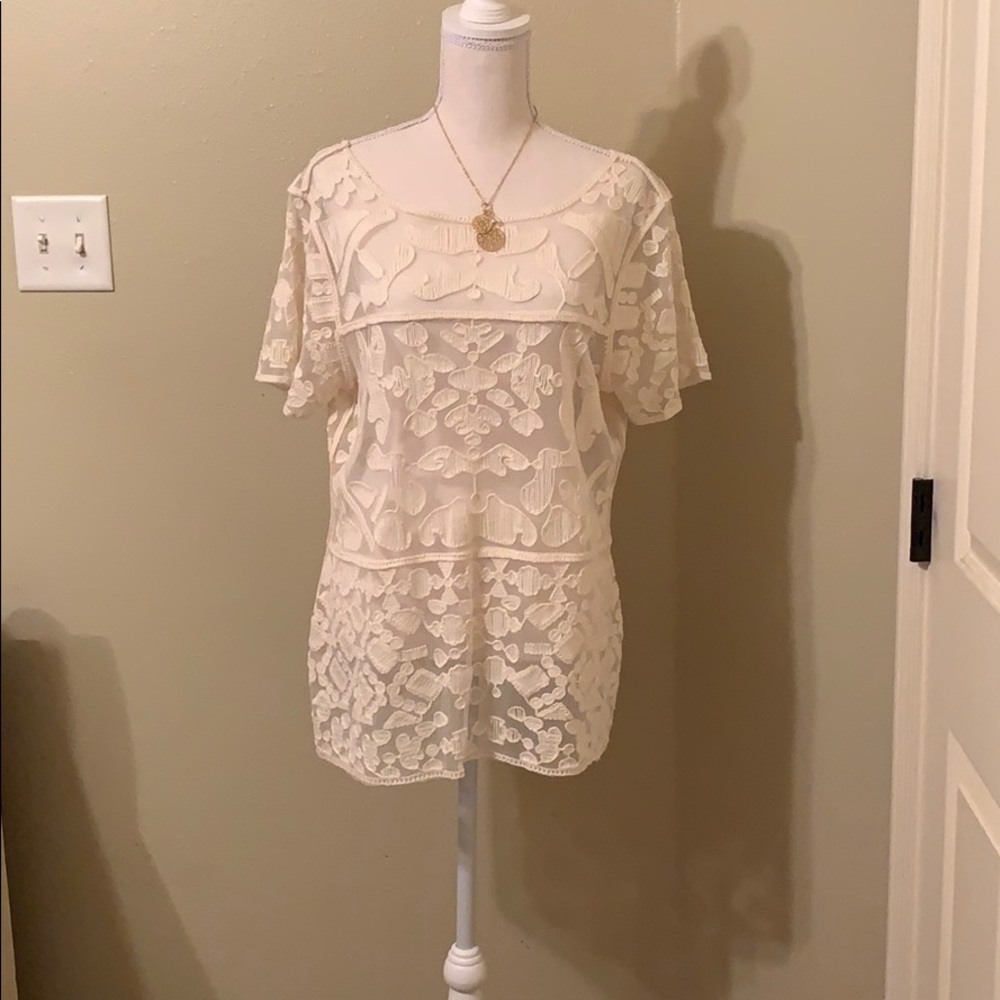 Ultra Pink Cream Blouse Size Large